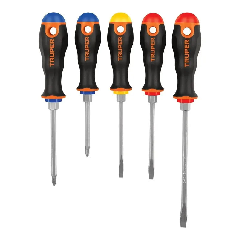 Juego 5 Destornilladores Truper - Mango Comfort Grip