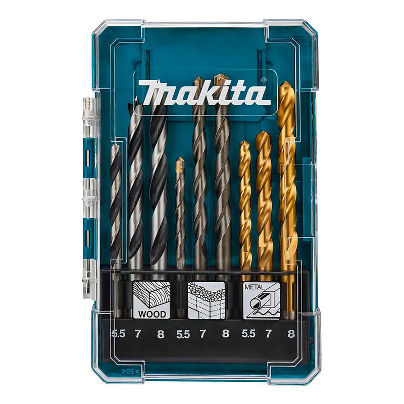 Set 9 Brocas Metal Madera Concreto Makita D-71978