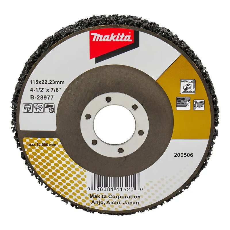 Disco Limpieza Negro Respaldo Fibra 4 1/2'' - Makita B-28977 Negro