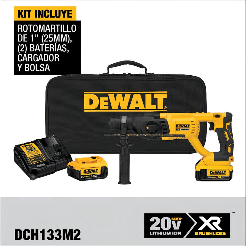 Kit Rotomartillo Inalamb. Sds Plus 1' 20v Dewalt Dch133m2-b2 - Amarillo/negro