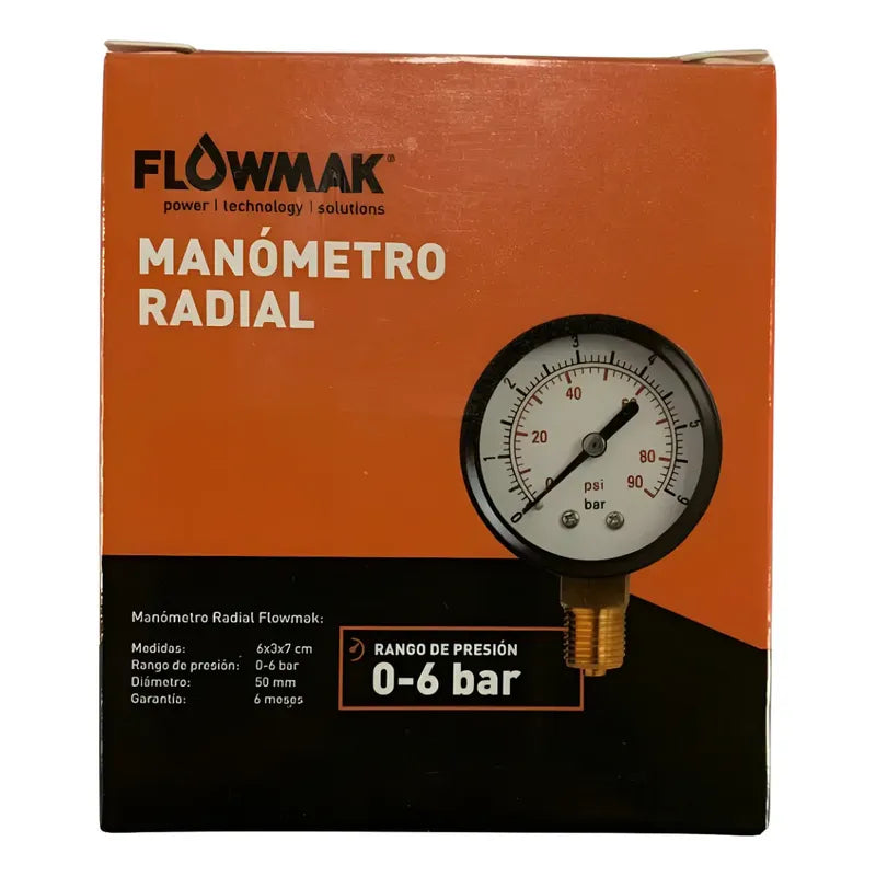 Manometro Flowmak Radial 0-6 Bar 50mm
