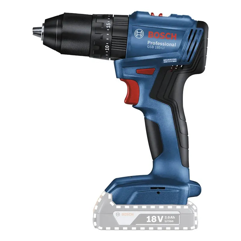 Taladro Percutor Inalám. 1/2 Bosch Gsb 185-li 18v Sin Bat Azul