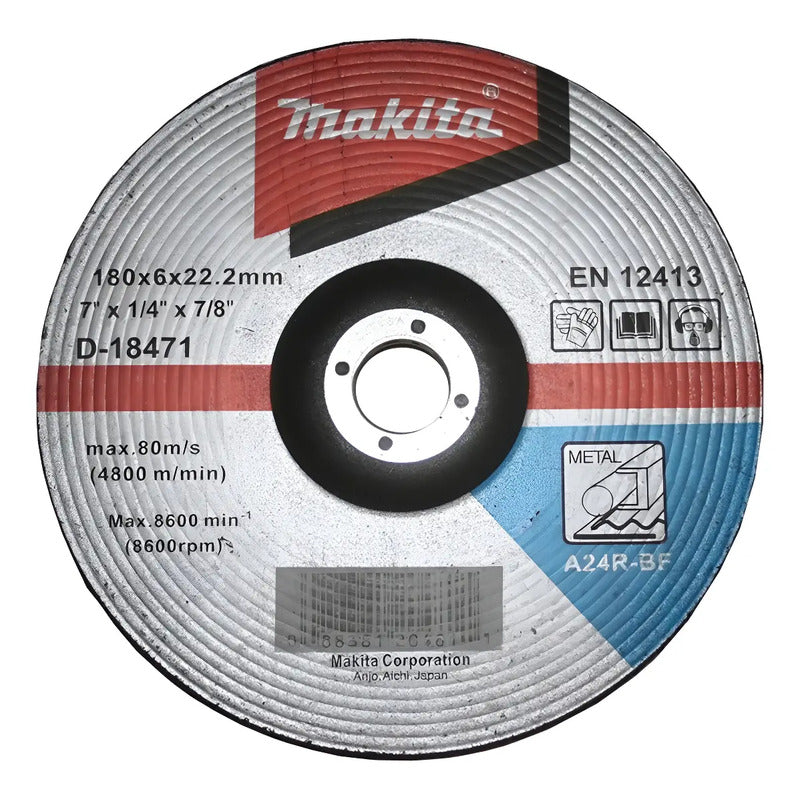 Set 5 Discos Desbaste Metal 7''  Makita D-18471 Azul Acero