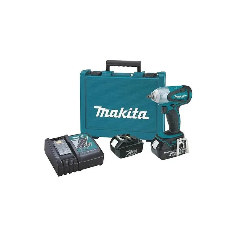 Llave De Impacto Inalámbrica Makita 1/2  190nm 2300rpm Dtw190rfe Con 2 Baterías 3ah Y Maletín Turquesa