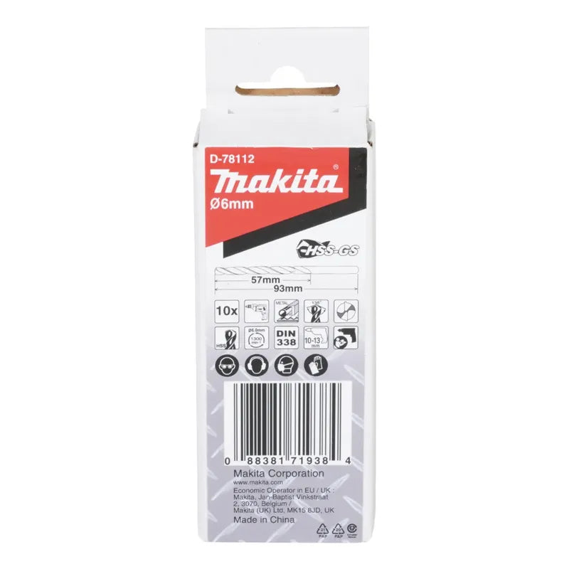 Set 10 Brocas Hss-gs P/metal 6.0x93mm Makita D-78112