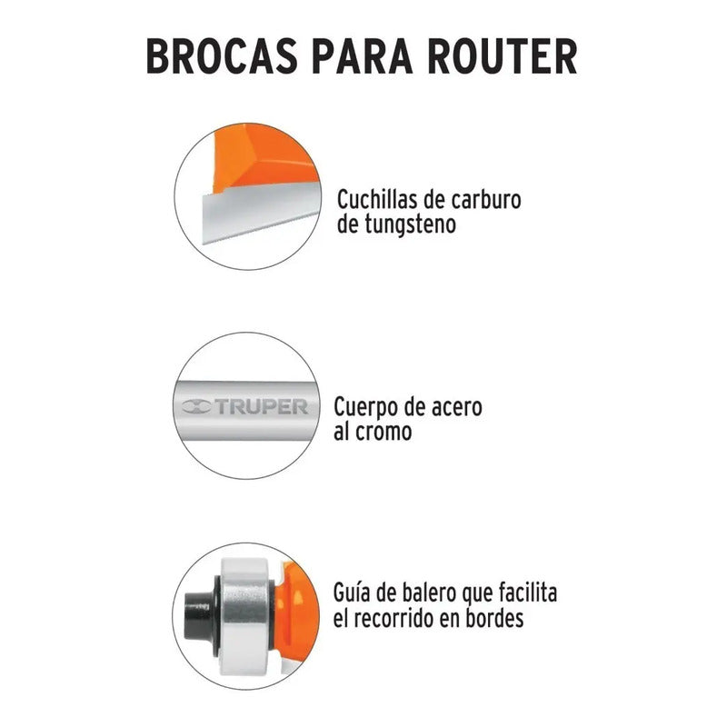 Fresa Para Router, Corte Clásico, 1-3/8  Con Balero, Truper
