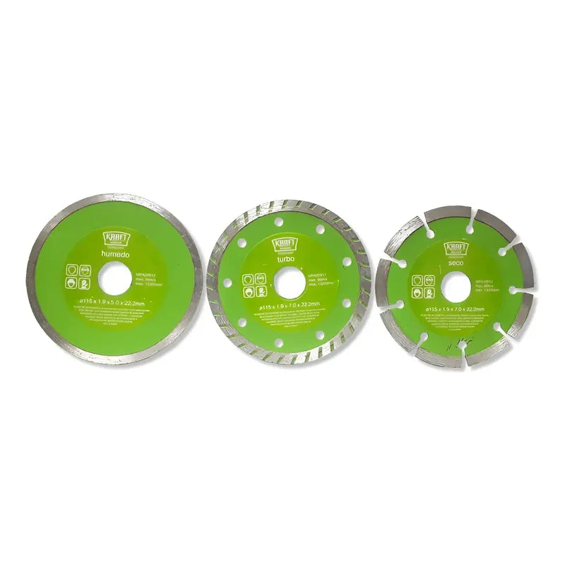 Disco Diamante Kraft Bohrer Juego 3 Piezas 115 X 22,23 Mm Verde Lima