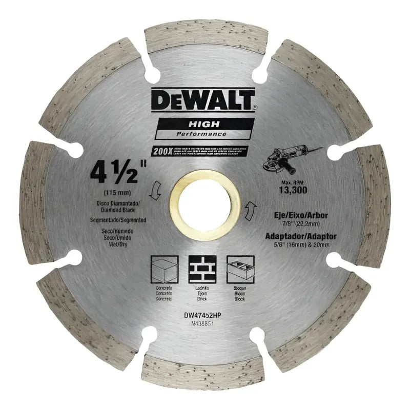 Disco Diamantado Segmentado 4 1/2 Dewalt Dw47452hp Plateado