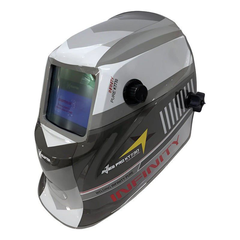 Máscara De Soldar Krafter Fotosensible New Pro Kt730 Gris Oscuro Infinity