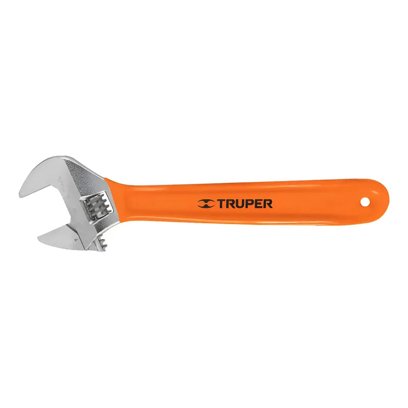 Llave Ajustable Francesa 12 PuLG. Cromada Mango Pvc Truper Naranja