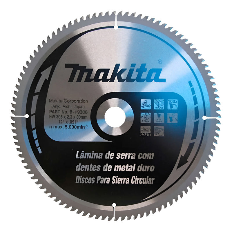Disco Sierra Para Madera Makita 305mm 30mm 100t B-19386 Negro