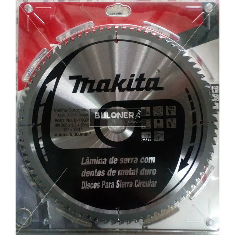 Disco Sierra Makita Madera 305mm 30m 80d B-19370