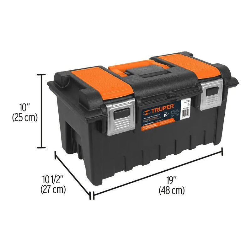 Caja Herramientas 48 Cm Broches Metálicos Truper Negro