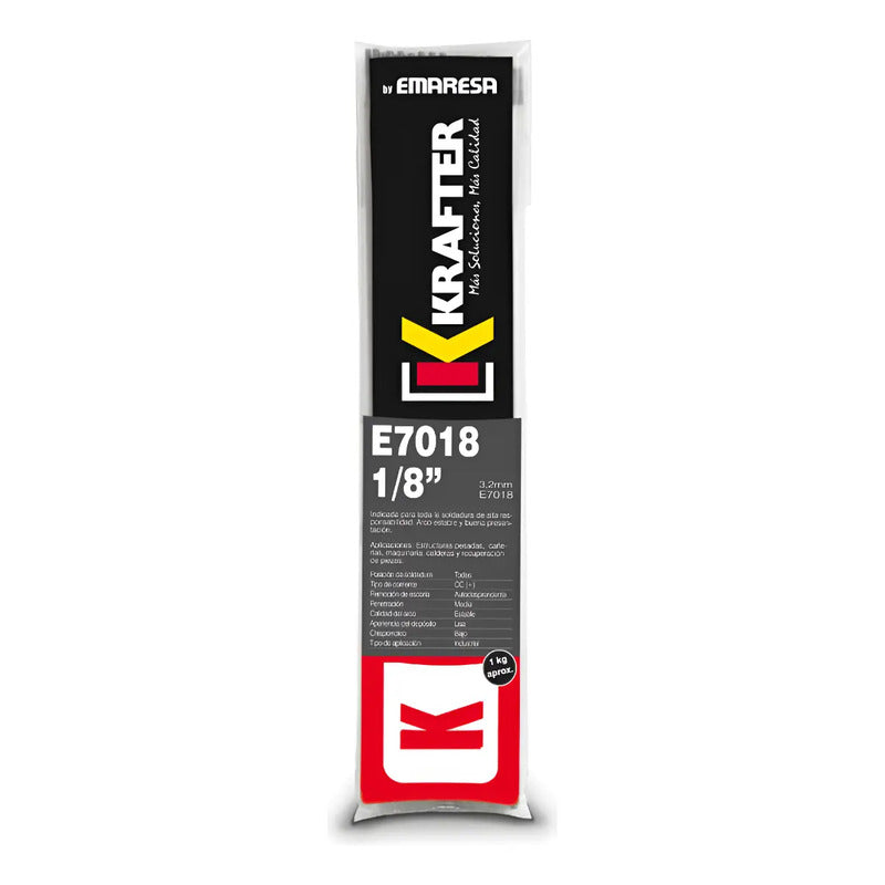 Electrodo Soldadura E7018 1/8 3.2mm 1 Kg Krafter Plateado