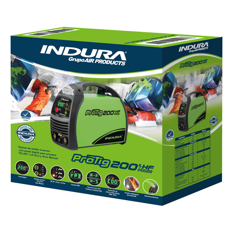 Soldadora Indura Protig 200 Hf Pulse 50/60 Hz 200 Amperes Color Verde