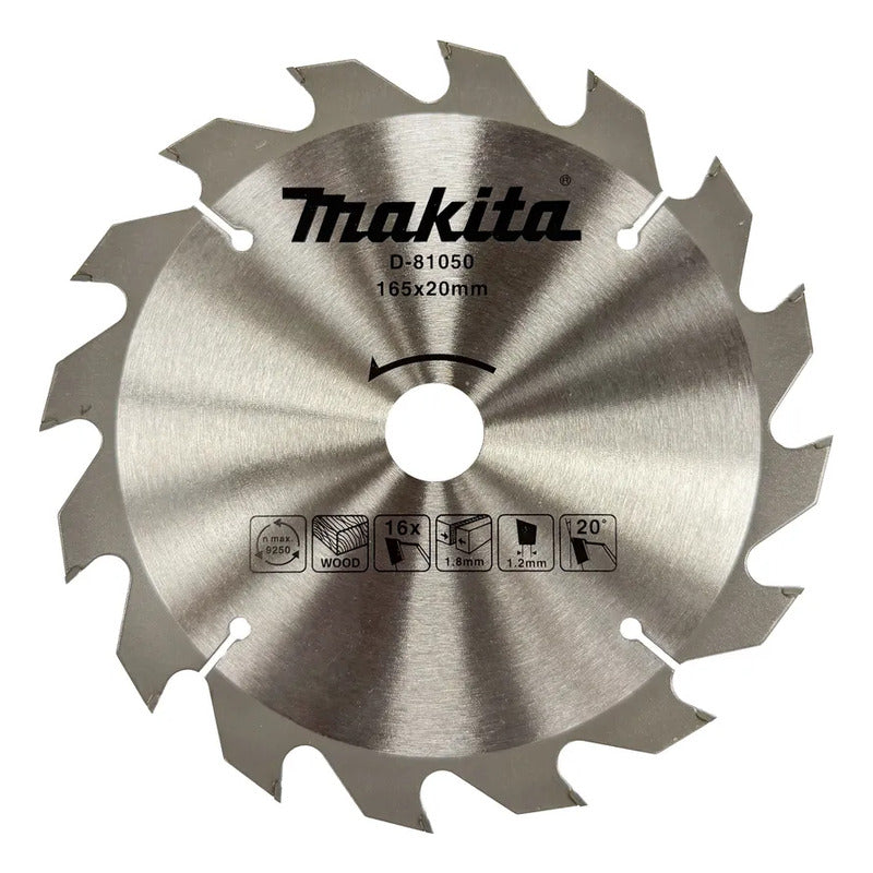 Disco Sierra Circular, T.c.t, 165 X 20 Mm, 16 D D-81050 Plateado