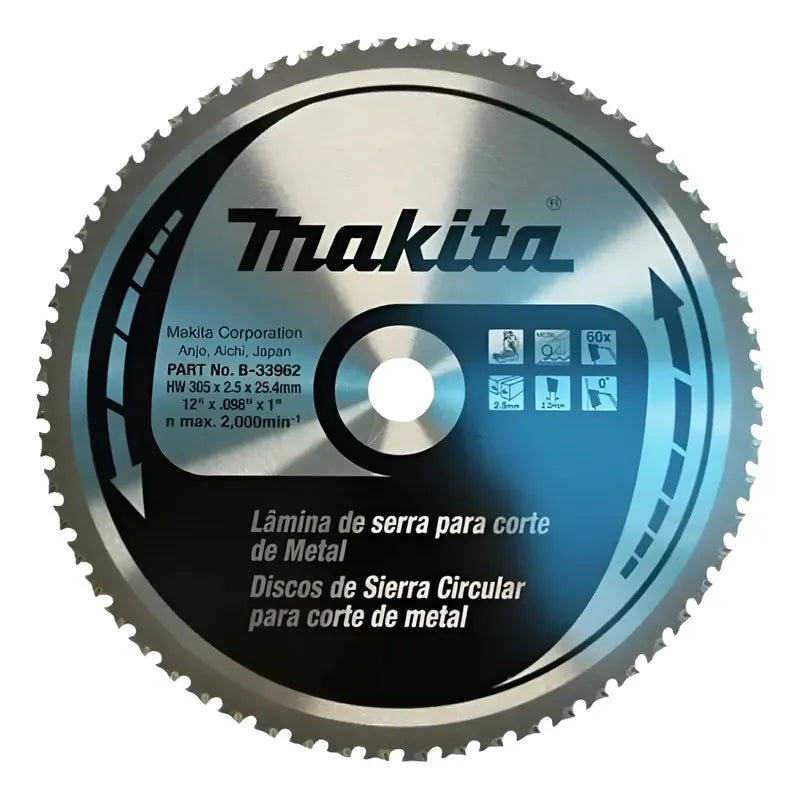 Disco Sierra 12 (305 X 25.4 X 2.4mm X 60dte) Para Lc B-3396 Plateado