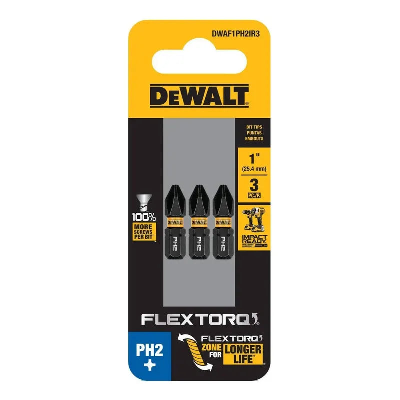 Set 3 Puntas Ph2 1'' Flextorq Dewalt Dwaf1ph2ir3