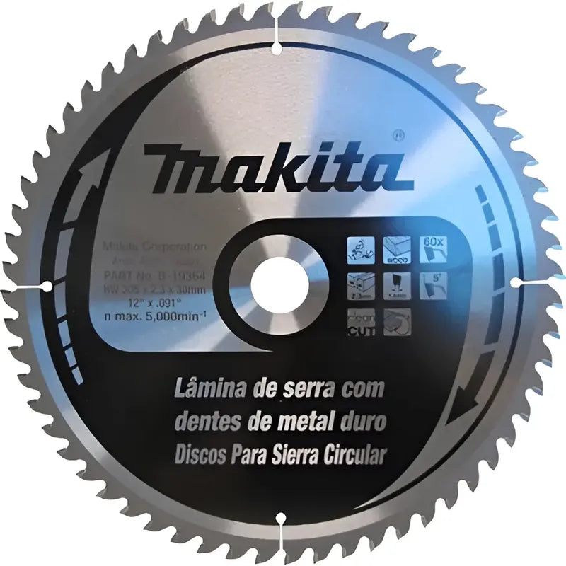 Disco Sierra Makita 305mm 30mm 60t B-19364 Plata