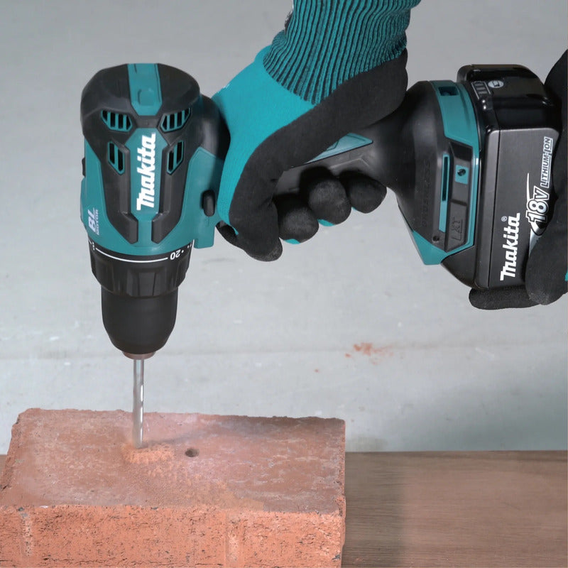 Taladro Percutor Inalambrico Bl Makita 2 Baterias Dhp490rfx2 Azul Petróleo 50hz/60hz