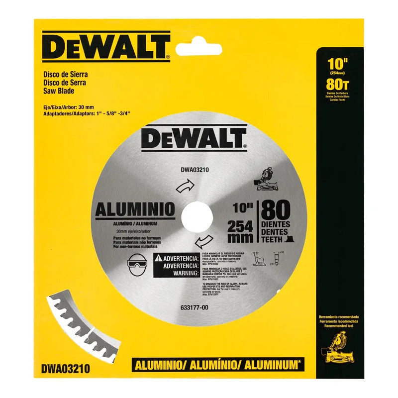 Disco De Sierra Circular 10 PuLG.  80t Dewalt Dwa03210 Plateado