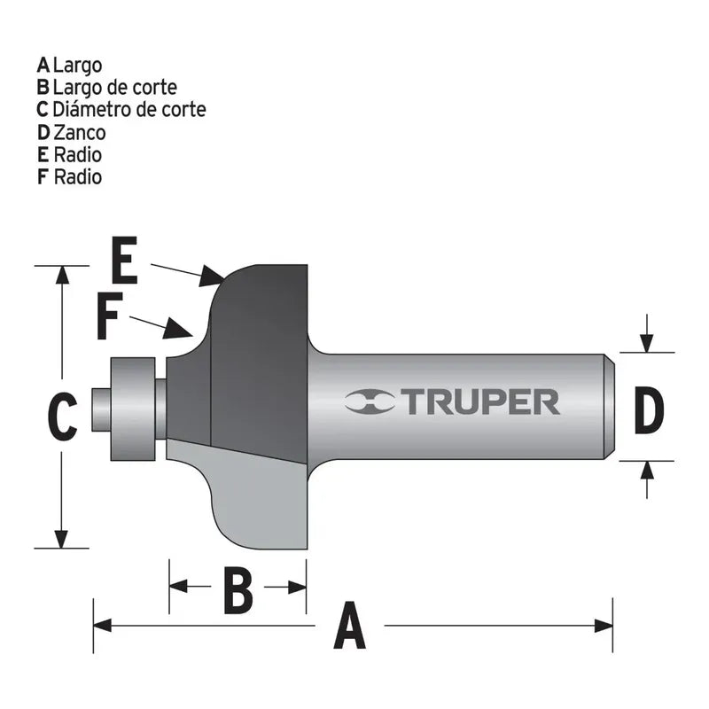 Fresa Para Router, Pecho Paloma, 1-3/8  Con Balero, Truper