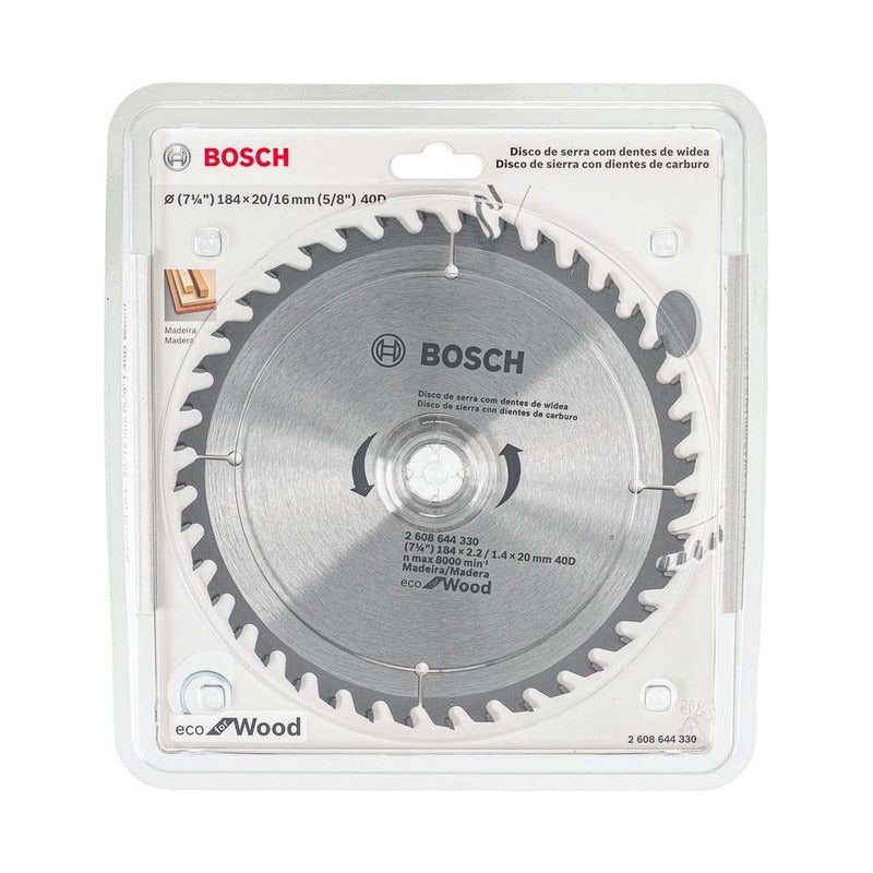 Disco De Sierra Bosch Eco Madera 184mm 7-1/4 X 40 D Plateado Plateado