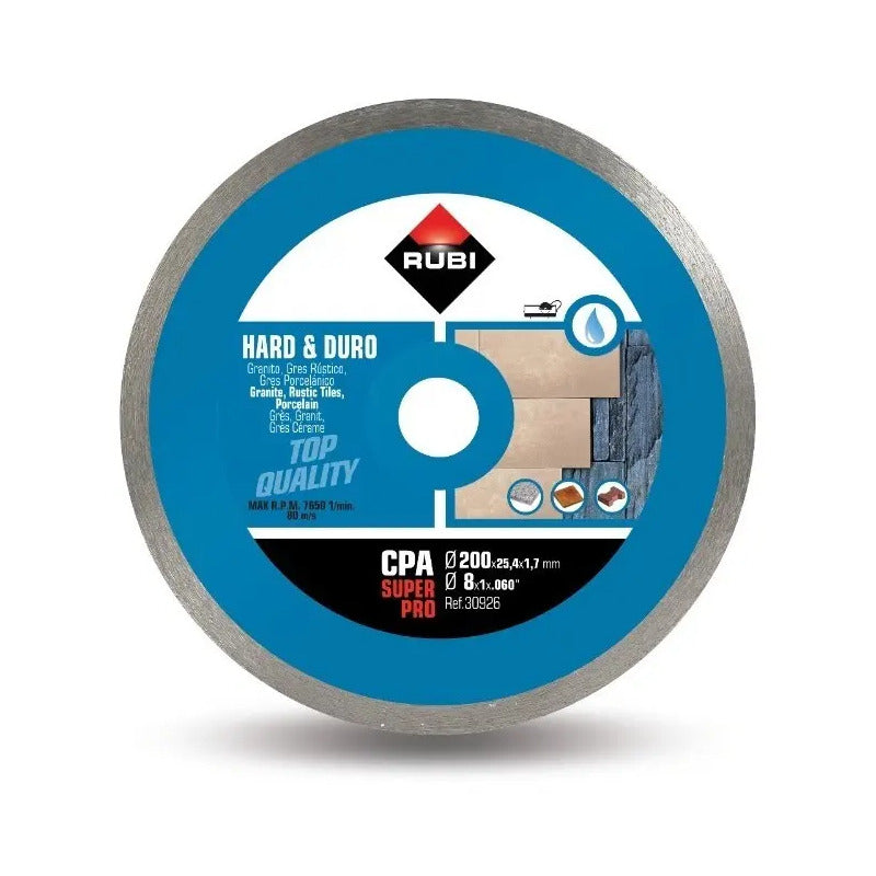 Disco Diamante Cpa 200 Mm Superpro 30926 Rubi Mat. Duros Color Celeste