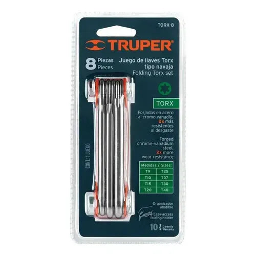 Juego De Llaves Torx Tipo Navaja 8 Piezas Truper 15569 Color Plateado