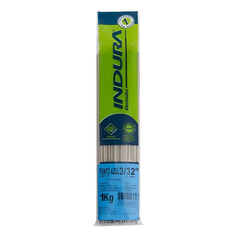 Electrodo 6011 3/32  Punto Azul 1kg Indura Marrón Oscuro