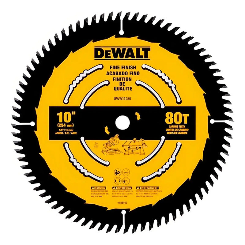 Disco De Sierra 10'' 80t Corte Fino Dewalt Dwa11080 Amarillo