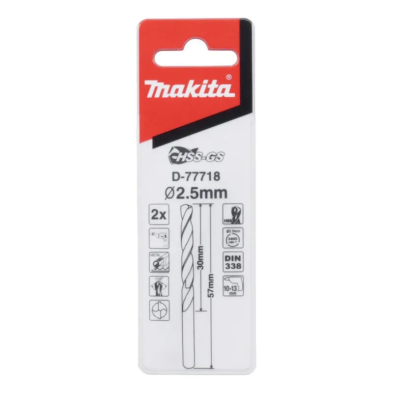 Set 2 Brocas Hss-gs P/metal 2.5x57mm Makita D-77718