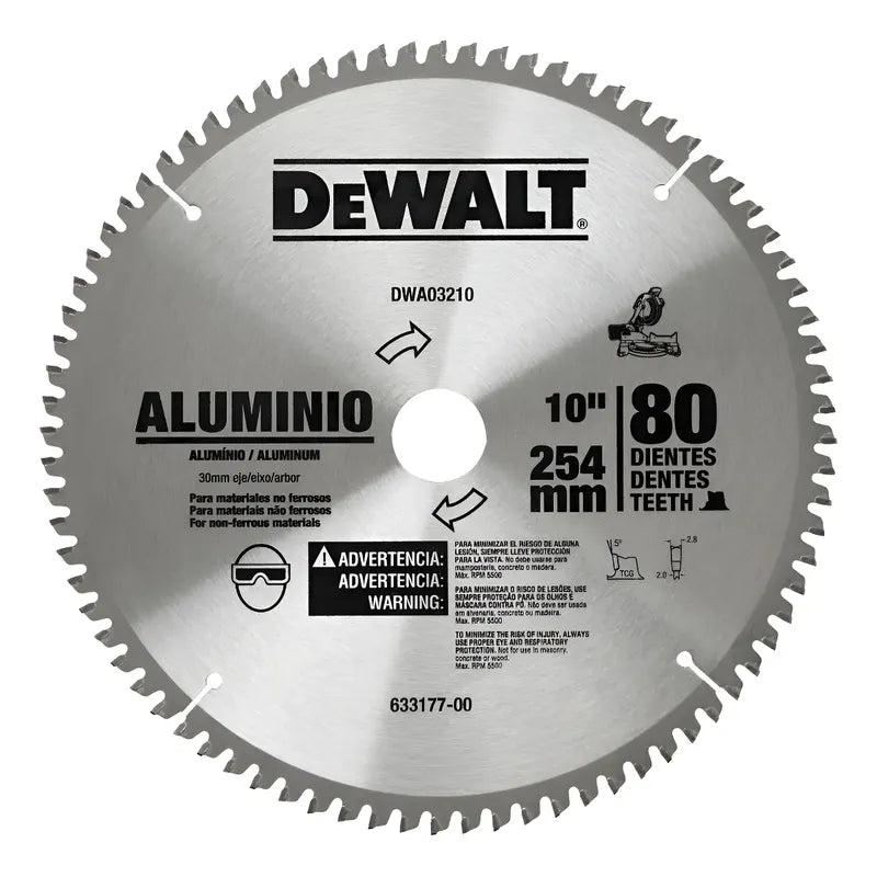 Disco De Sierra Circular 10 PuLG.  80t Dewalt Dwa03210 Plateado