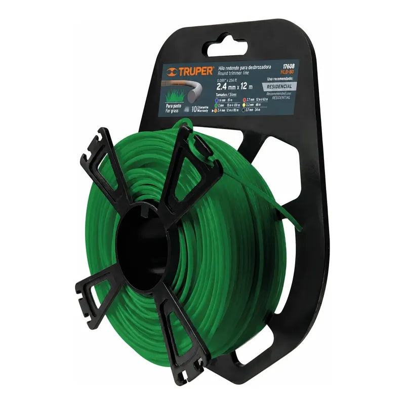 Hilo Redondo P/desbrozadora 2mm X 120 Metros Truper 17608 Verde Claro