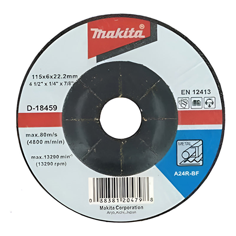 Pack 10 Discos Desbaste Metal 4-1/2 Makita D-18459 Azul Acero