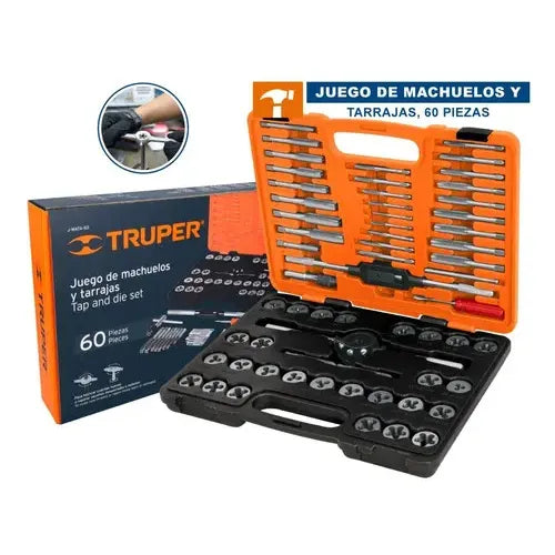 Juego De Machuelos Y Tarrajas, 60 Piezas Truper 11443
