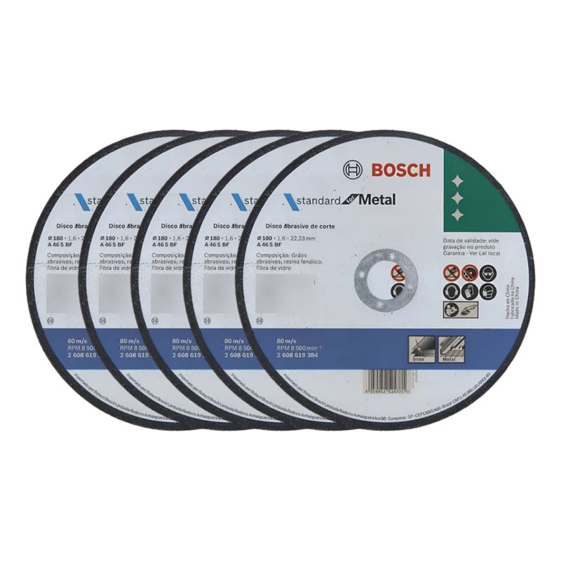 Pack 5 Discos De Corte Standard 180x1,6mm 7  Bosch Gris