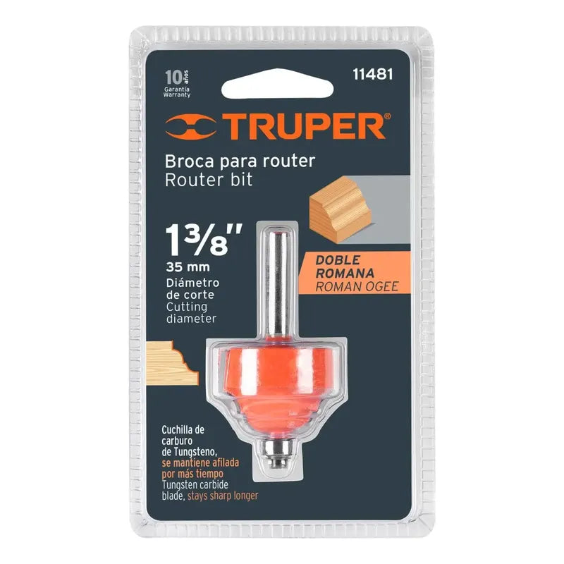 Fresa Para Router, Doble Romana, 1-3/8  Con Balero, Truper