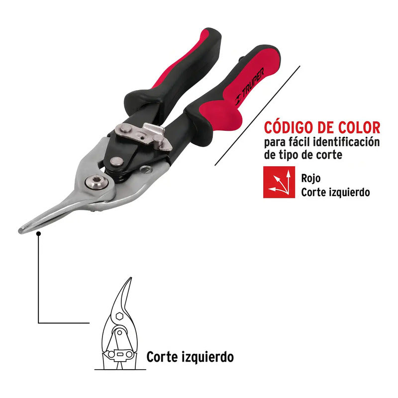 Tijera Cortar Lata T/aviación , Izquierda Marca Truper Rojo