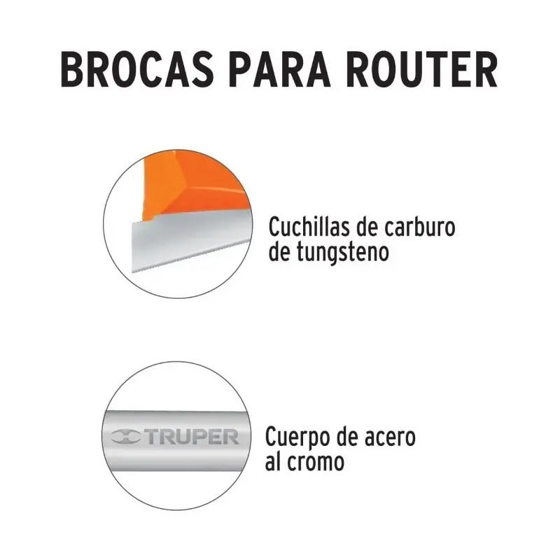 Fresa Para Router, Recta 2 Filos, 1/4 , Larga, Truper