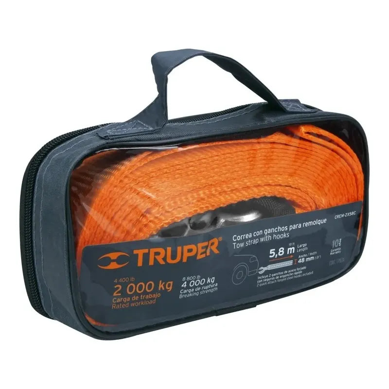 Correa Remolque C/ganchos 48mm 5.8 M Truper Naranja