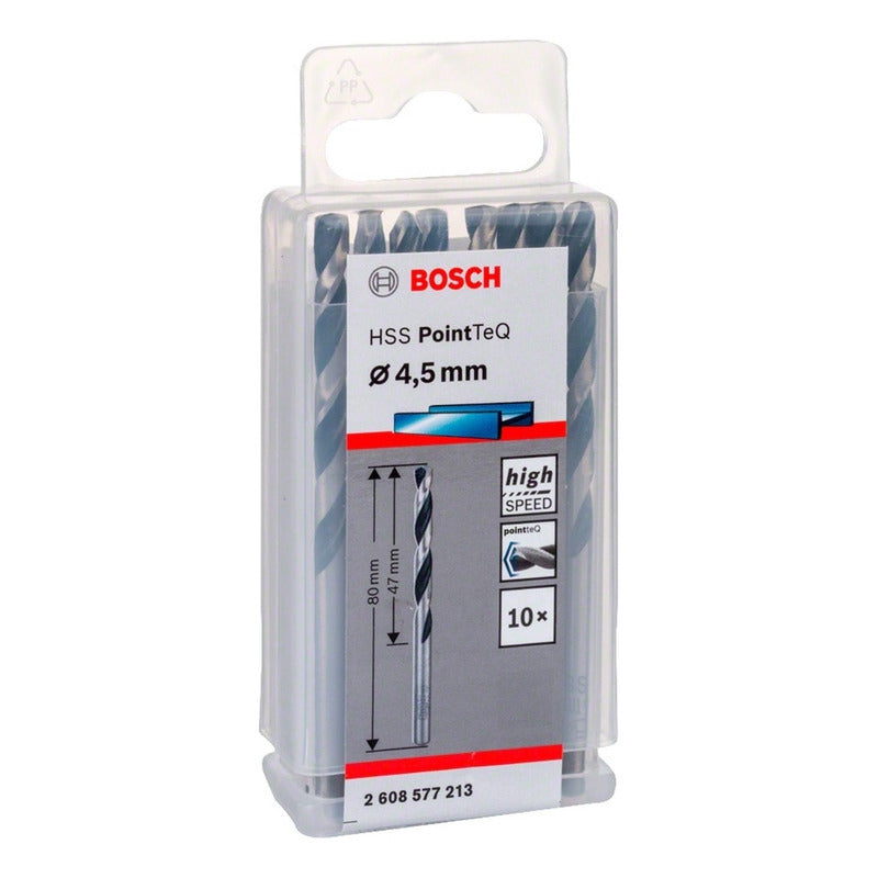 Pack X10 Broca Metal Hss Pointteq 4.5mm Bosch