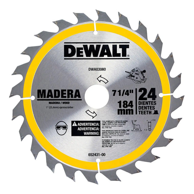 Disco Sierra Dewalt Dwa03080 - 7 1/4 24d Plateado
