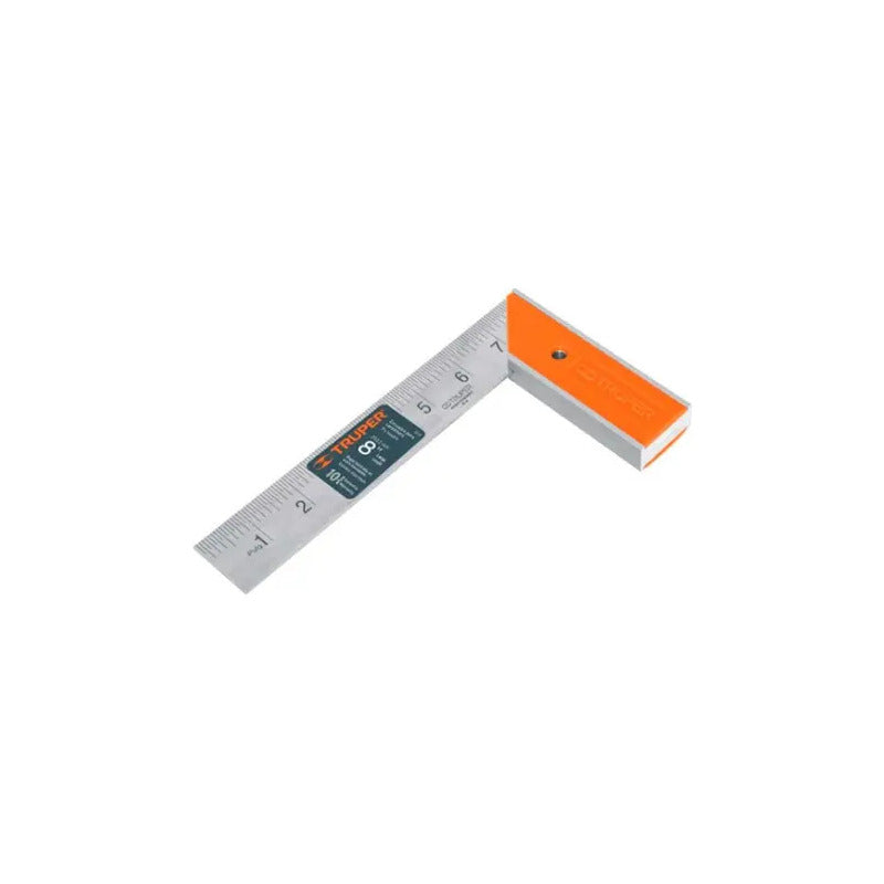 Escuadra Aluminio Carpintero 90 Grados 8 Pulgada 20cm Truper Naranja Claro