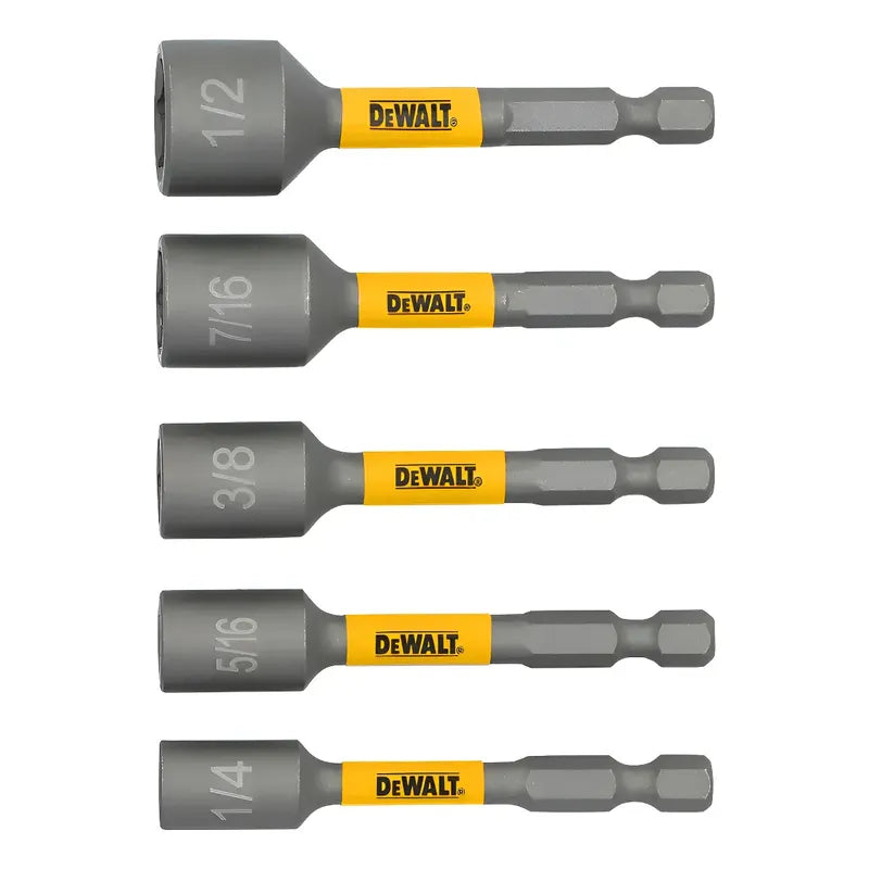 Set 5 Llaves Tuerca Magnética Vástago 1/4  Dewalt Dwaftnd5 Gris Oscuro