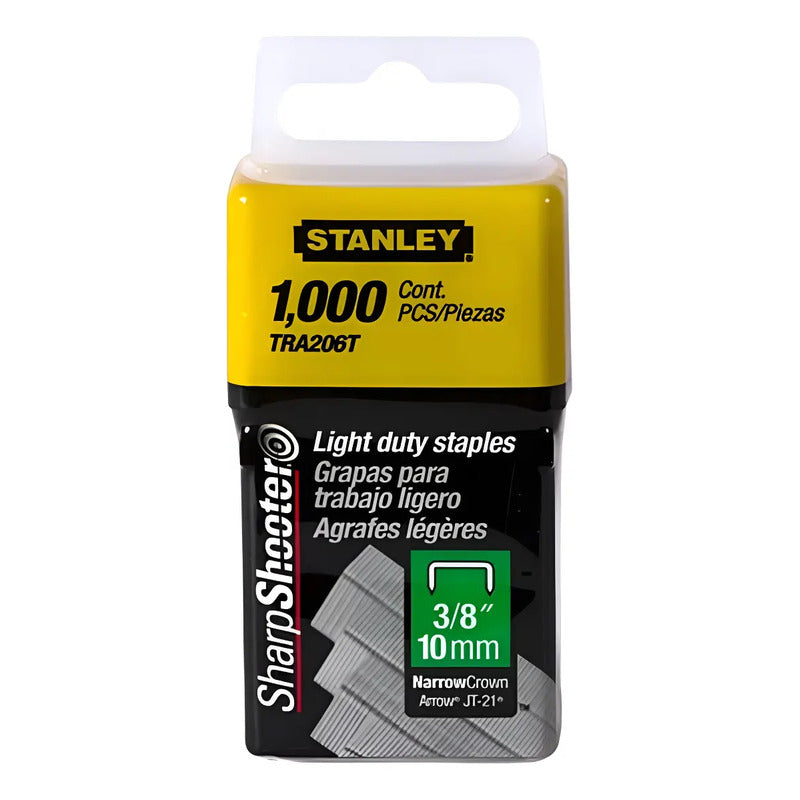 Grapas Uso Ligero 3/8'' 1000 Piezas Stanley Tra206t Gris