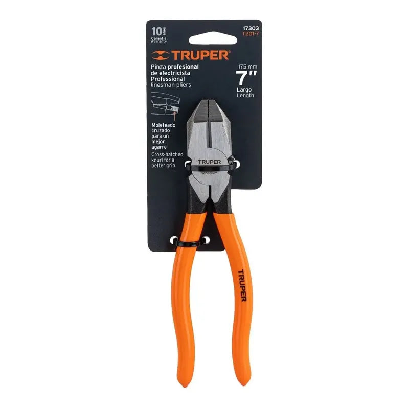 Alicate Electricista 7 PuLG.  Uso Rudo, Mango Pvc - Truper