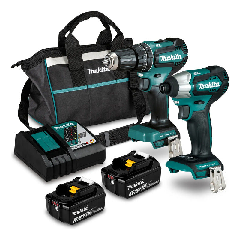 Taladro Perc. Dhp485 + Atornillador Dtd155 Makita Dlx2286x Turquesa