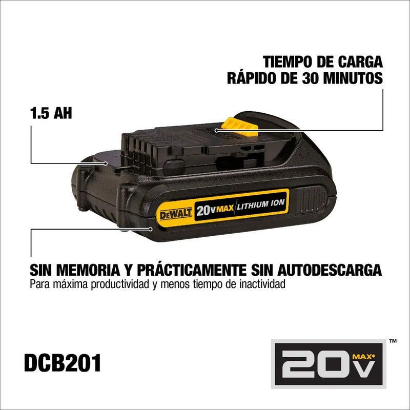 Batería Ion De Litio 20v 1.5 Ah Dewalt Dcb201-b3