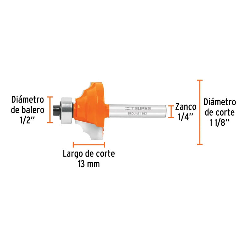 Broca Para Router, Moldura Clásica, 1-1/8  Con Balero Truper